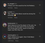 Fans are stunned Messi has been nominated ahead of Rodri.